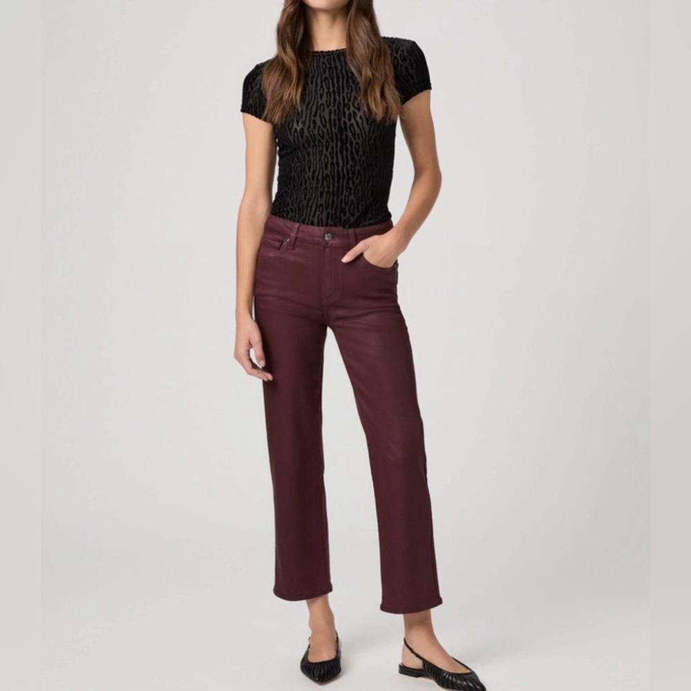 PAIGE JEANS | BURGUNDY DUST LUXE COATING MASON ANKLE STRAIGHT JEAN | Sz:31 NWT🏷️